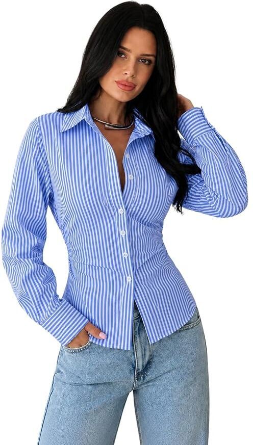 Women Regular Fit Striped Spread Collar Casual Shirt-image-46