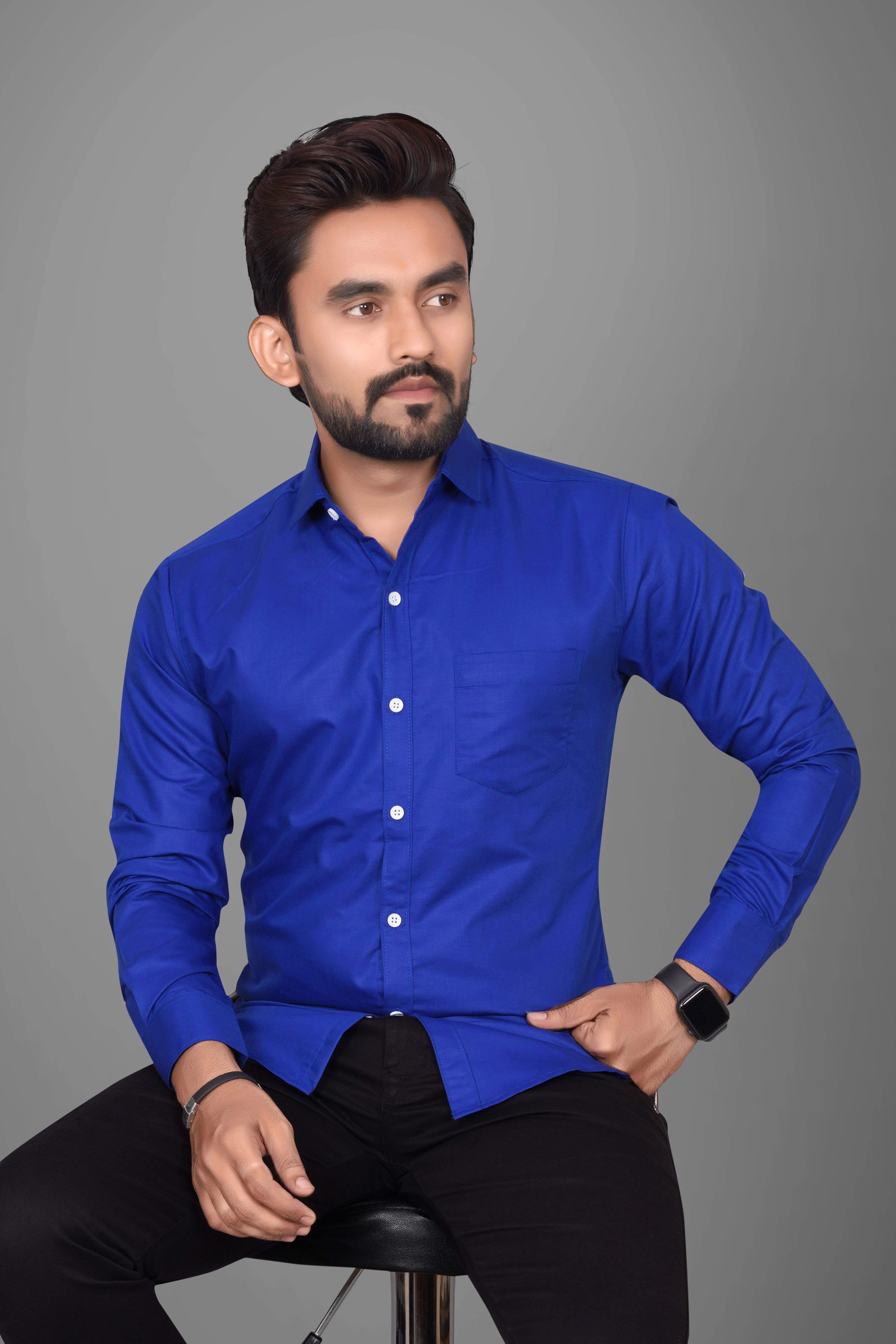 voroxy Men Regular Fit Solid Spread Collar Casual Shirt-picture-25