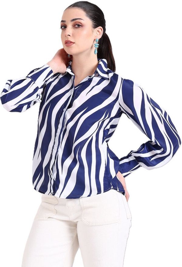 the nari fashion brand Women Regular Fit Solid Ribbed Collar Casual Shirt-picture-34