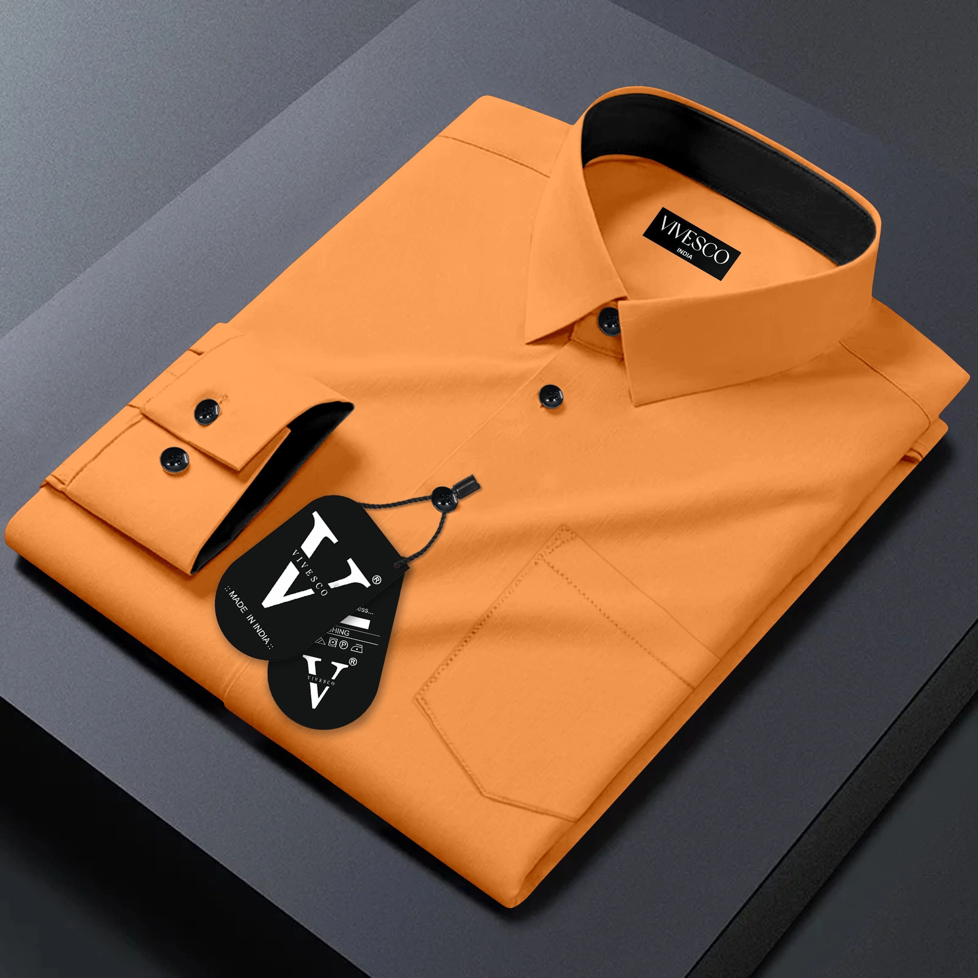 vivesco Men Regular Fit Solid Spread Collar Casual Shirt-picture-20