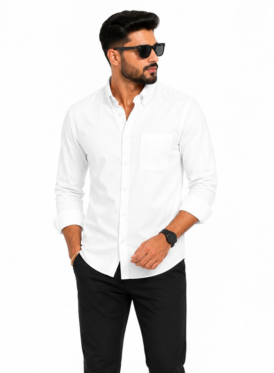 youth first Men Slim Fit Solid Spread Collar Formal Shirt-picture-2