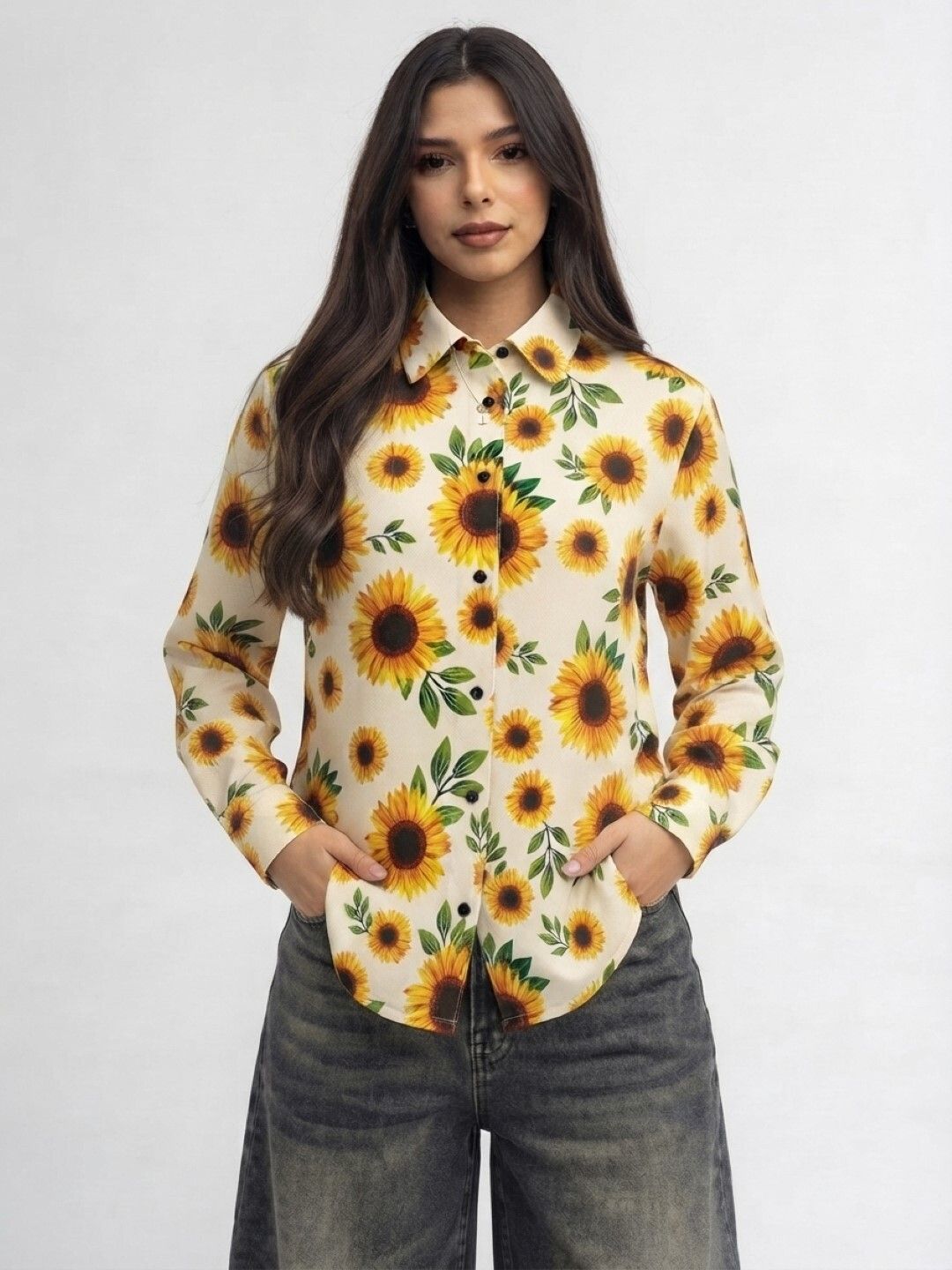 aakarshak Women Regular Fit Printed Spread Collar Casual Shirt-picture-2