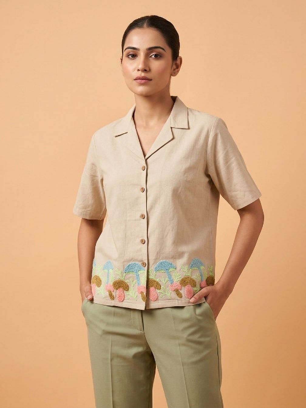 nirvanox Women Regular Fit Embroidered Spread Collar Casual Shirt-picture-17