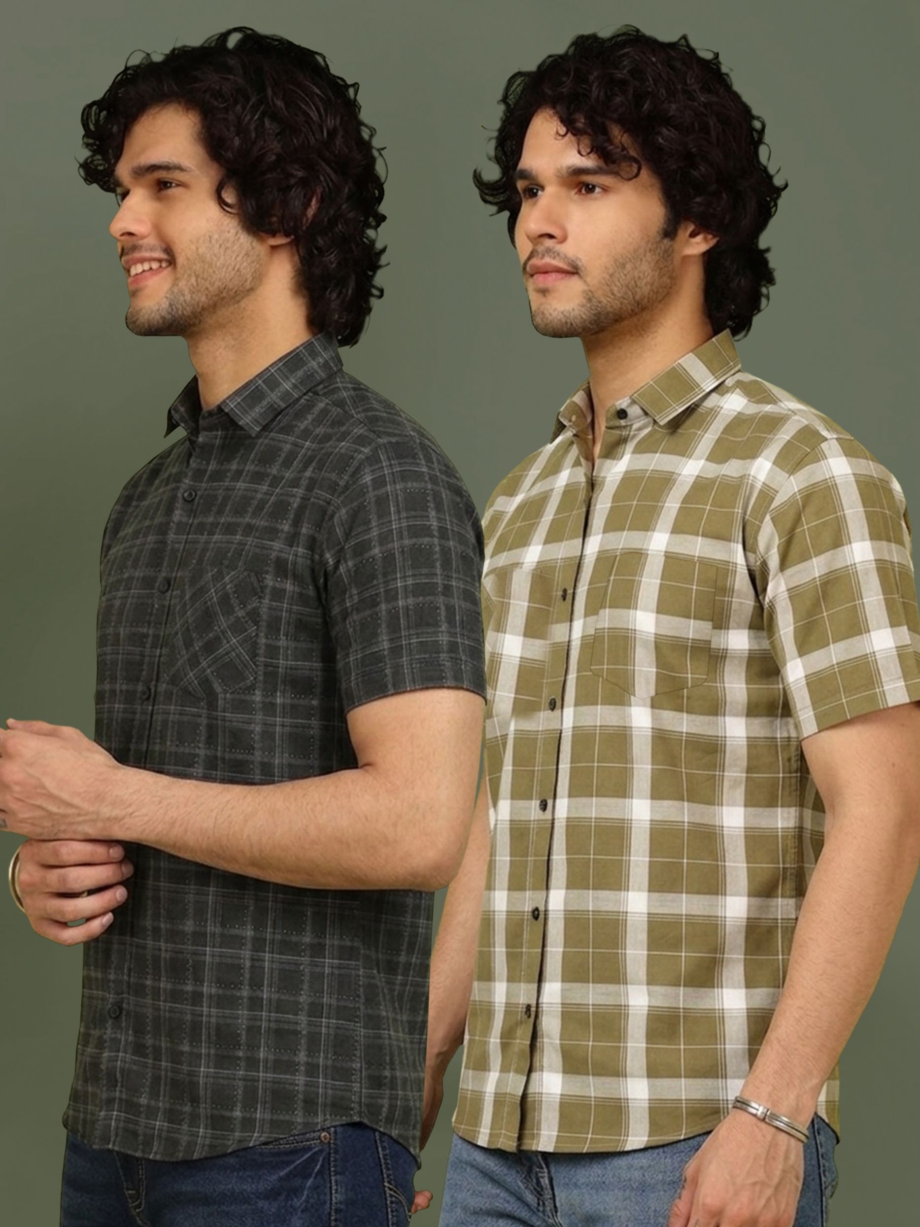 metronaut Men Regular Fit Checkered Spread Collar Casual Shirt-picture-31