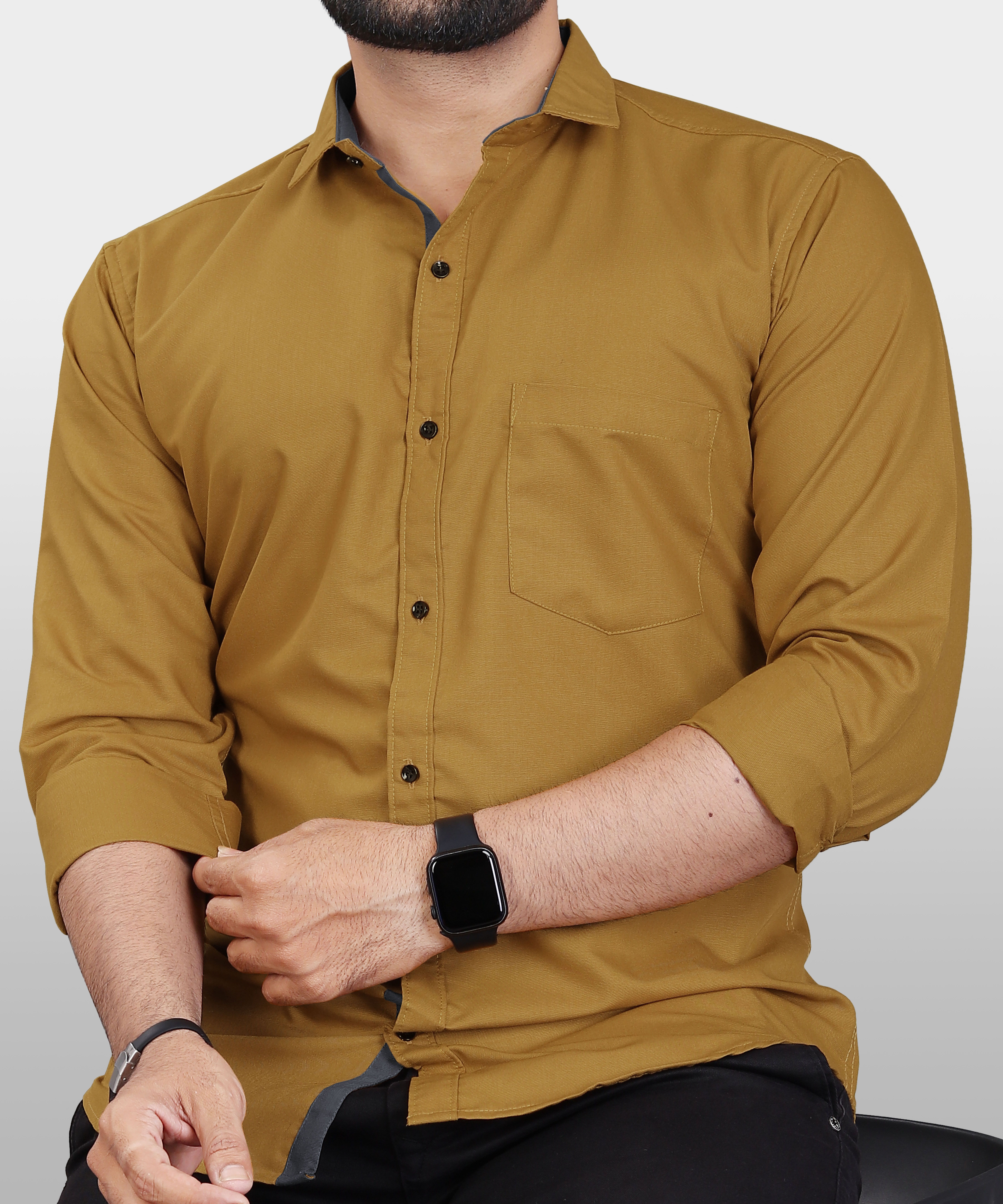 vebnor Men Regular Fit Solid Spread Collar Casual Shirt-picture-15
