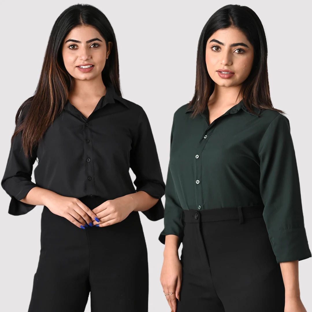 Women Regular Fit Solid Spread Collar Formal Shirt-image-14