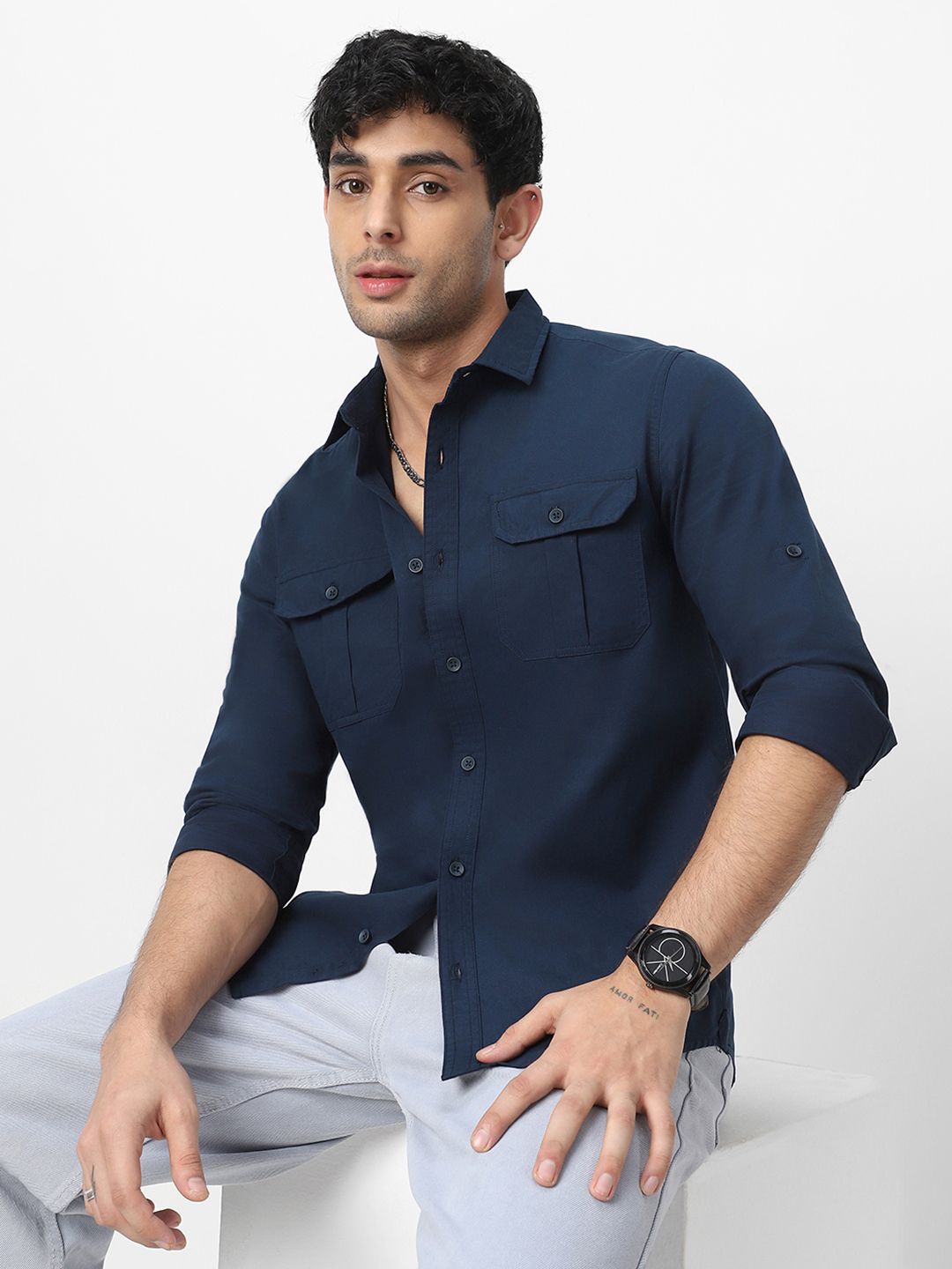 urbano fashion Men Regular Fit Solid Spread Collar Casual Shirt-picture-33