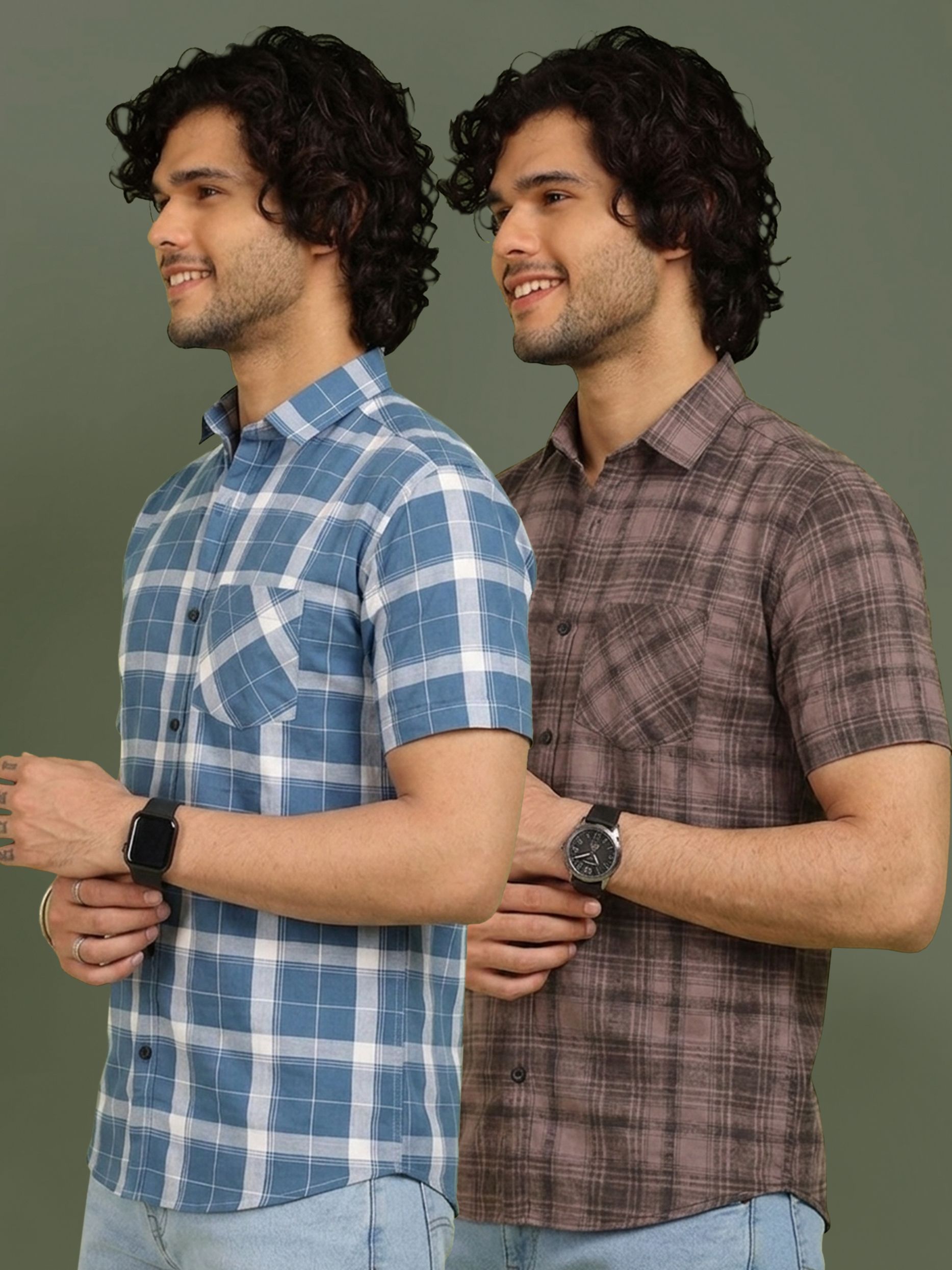 metronaut Men Regular Fit Checkered Spread Collar Casual Shirt-picture-33