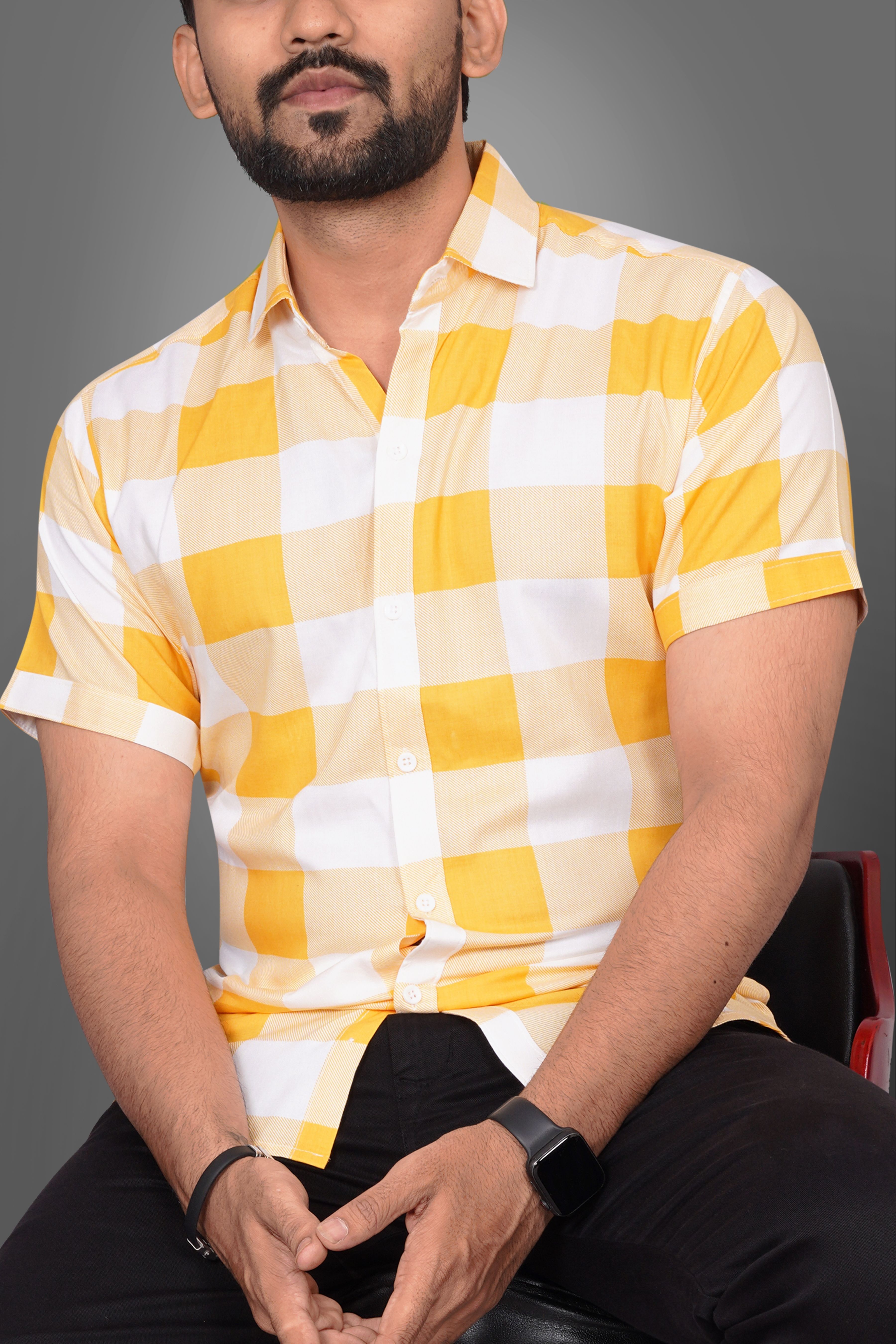metronaut Men Regular Fit Checkered Spread Collar Casual Shirt-picture-37