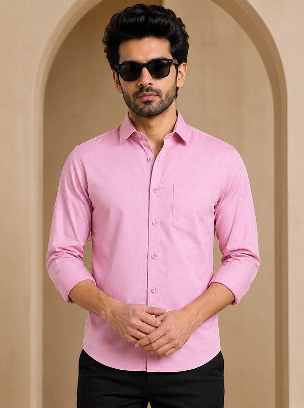 youth first Men Regular Fit Solid Spread Collar Casual Shirt-picture-7
