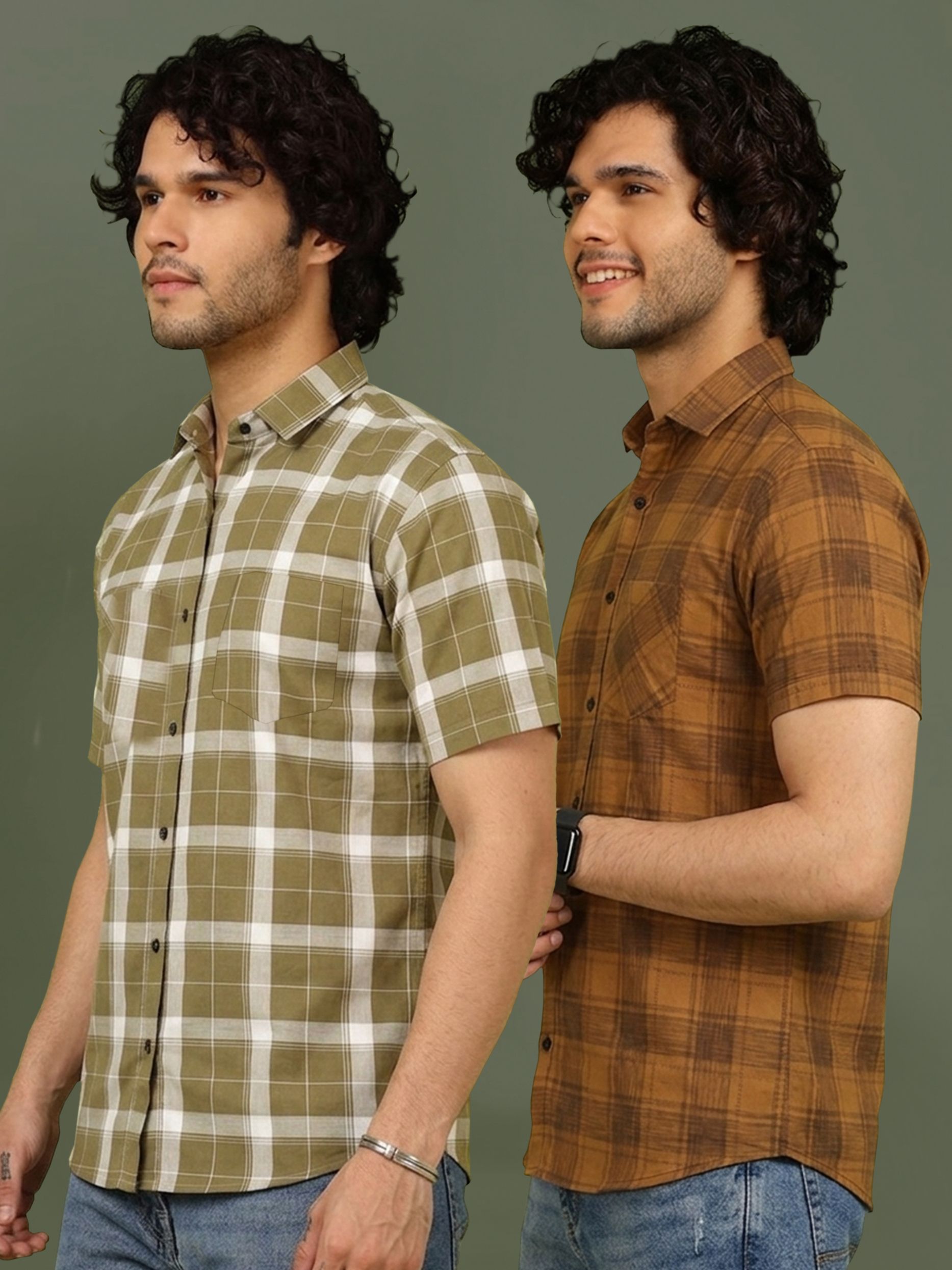 metronaut Men Regular Fit Checkered Spread Collar Casual Shirt-picture-30
