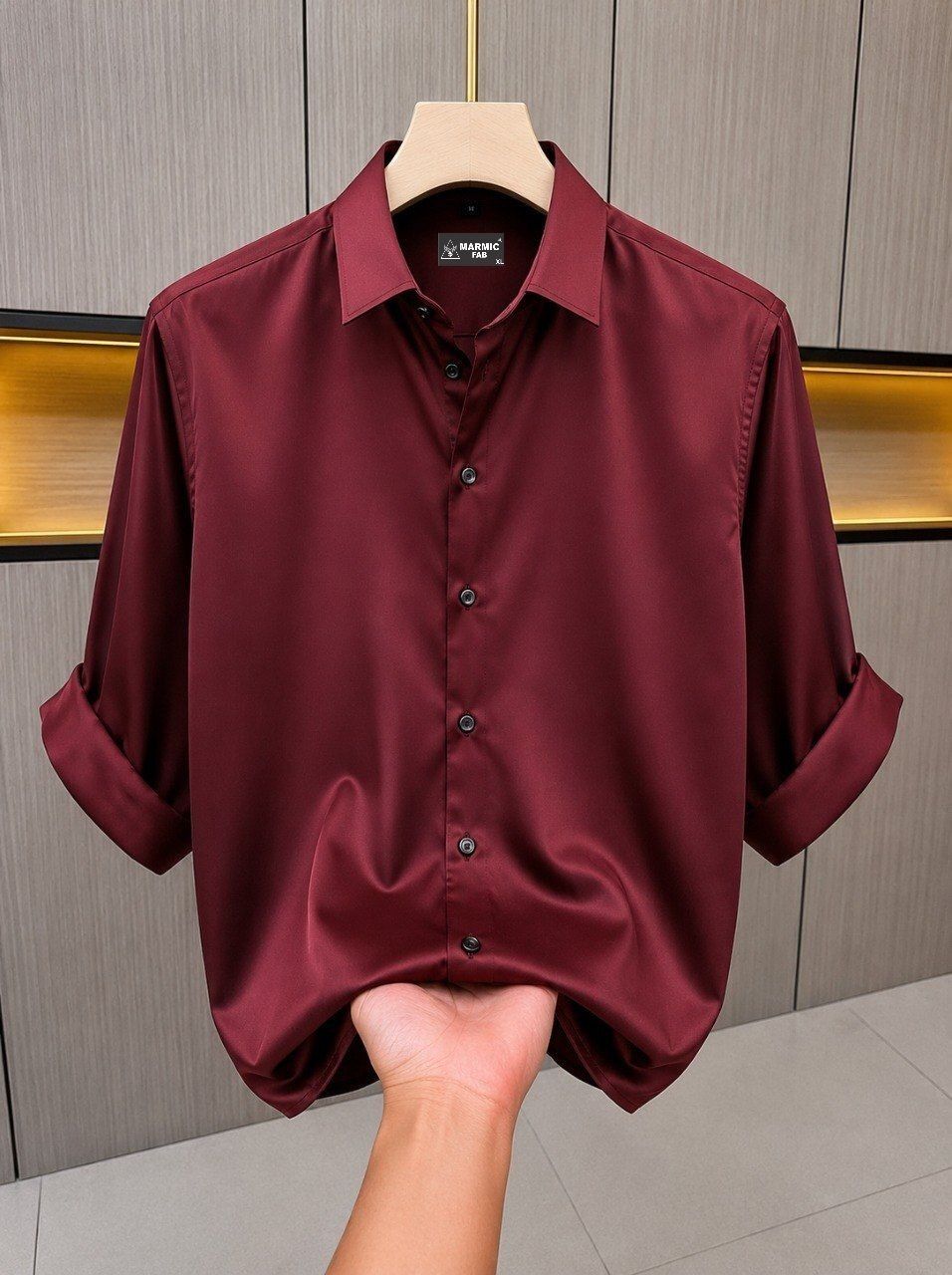 marmic fab Men Regular Fit Solid Spread Collar Casual Shirt-picture-14