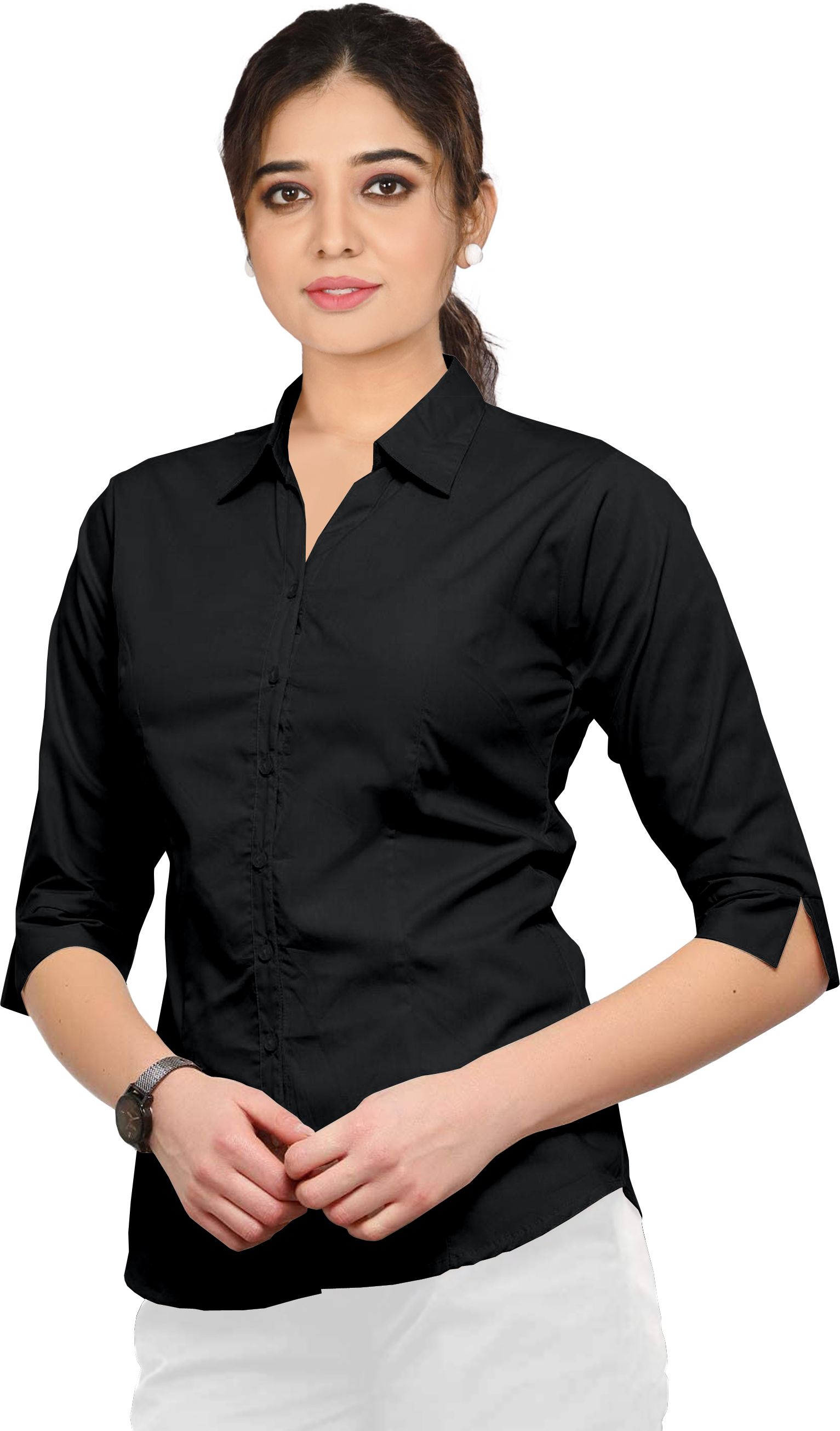 Women Regular Fit Solid Spread Collar Casual Shirt-image-47
