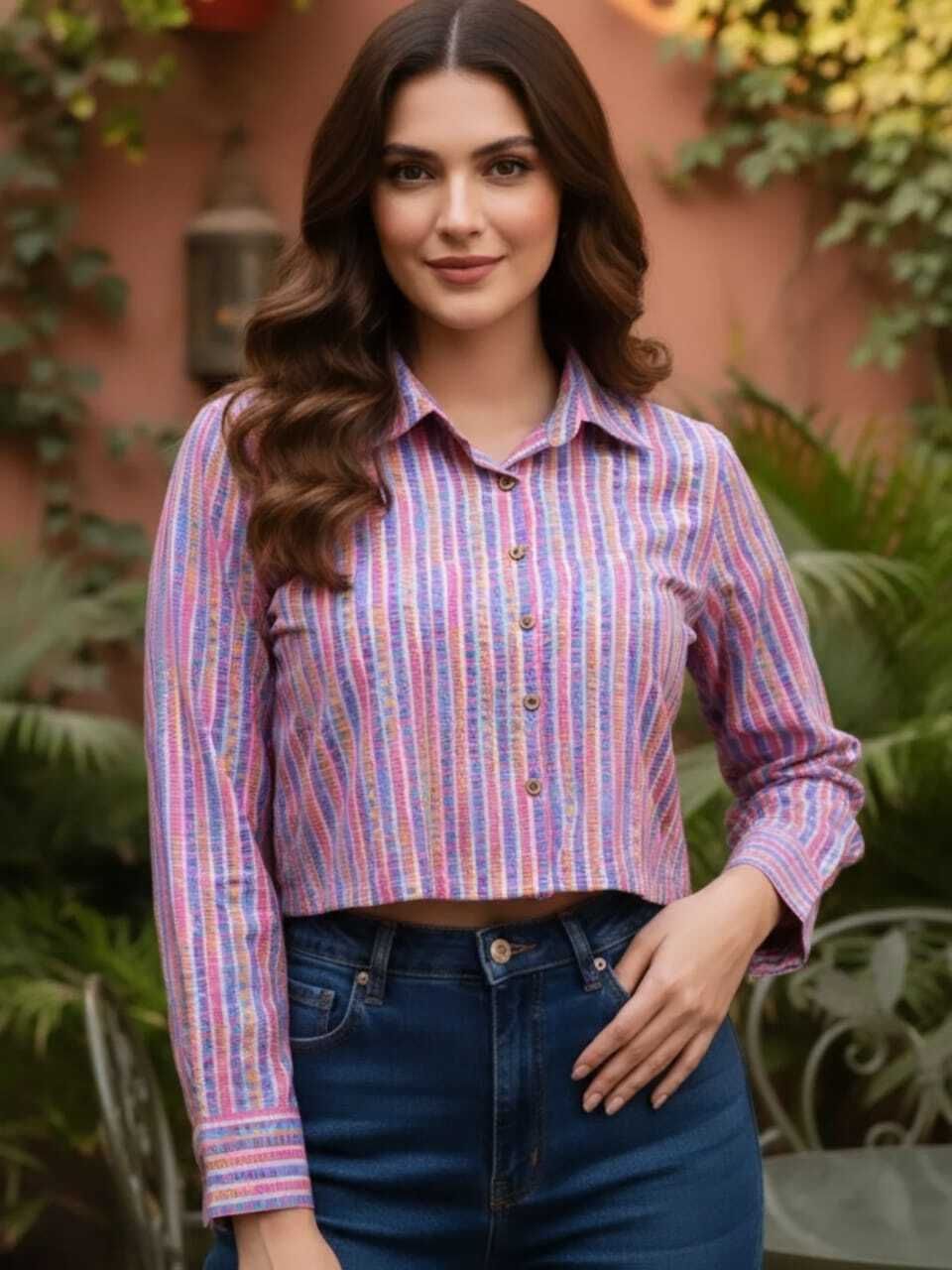 Women Regular Fit Striped Spread Collar Casual Shirt