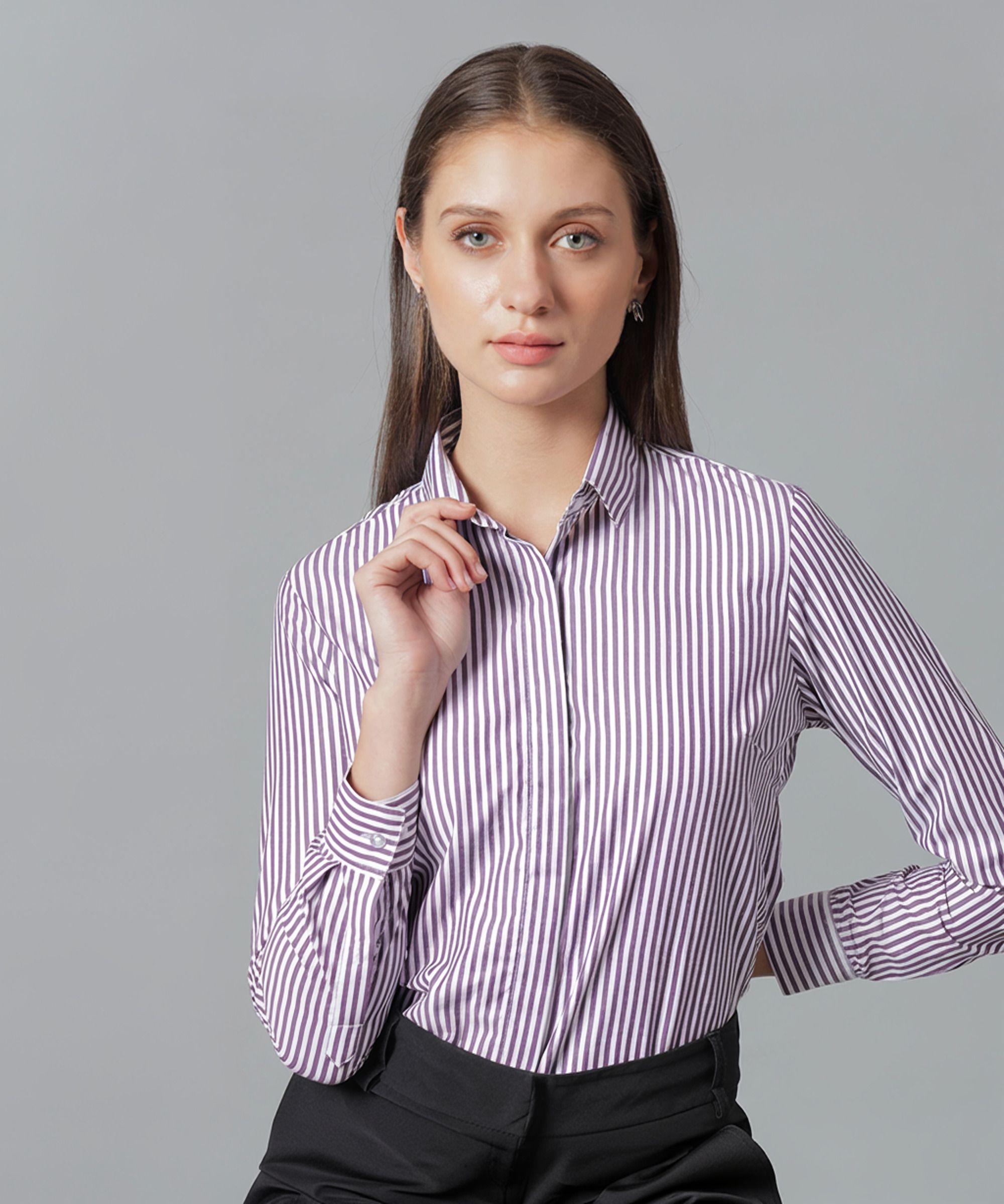 english navy Women Regular Fit Striped Casual Shirt-picture-10