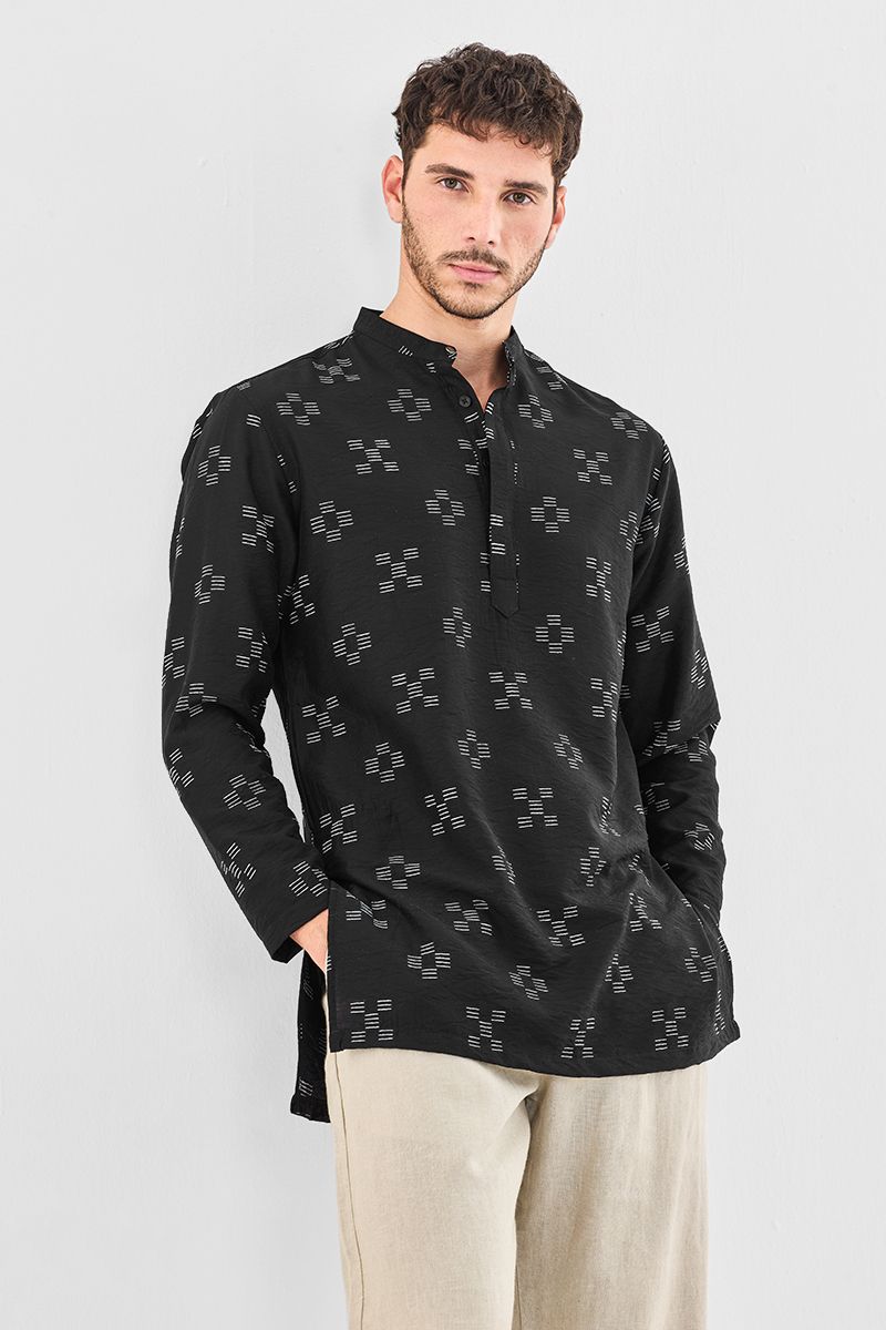 snitch Geometric Print Viscose Rayon Straight Kurta for Men-picture-11
