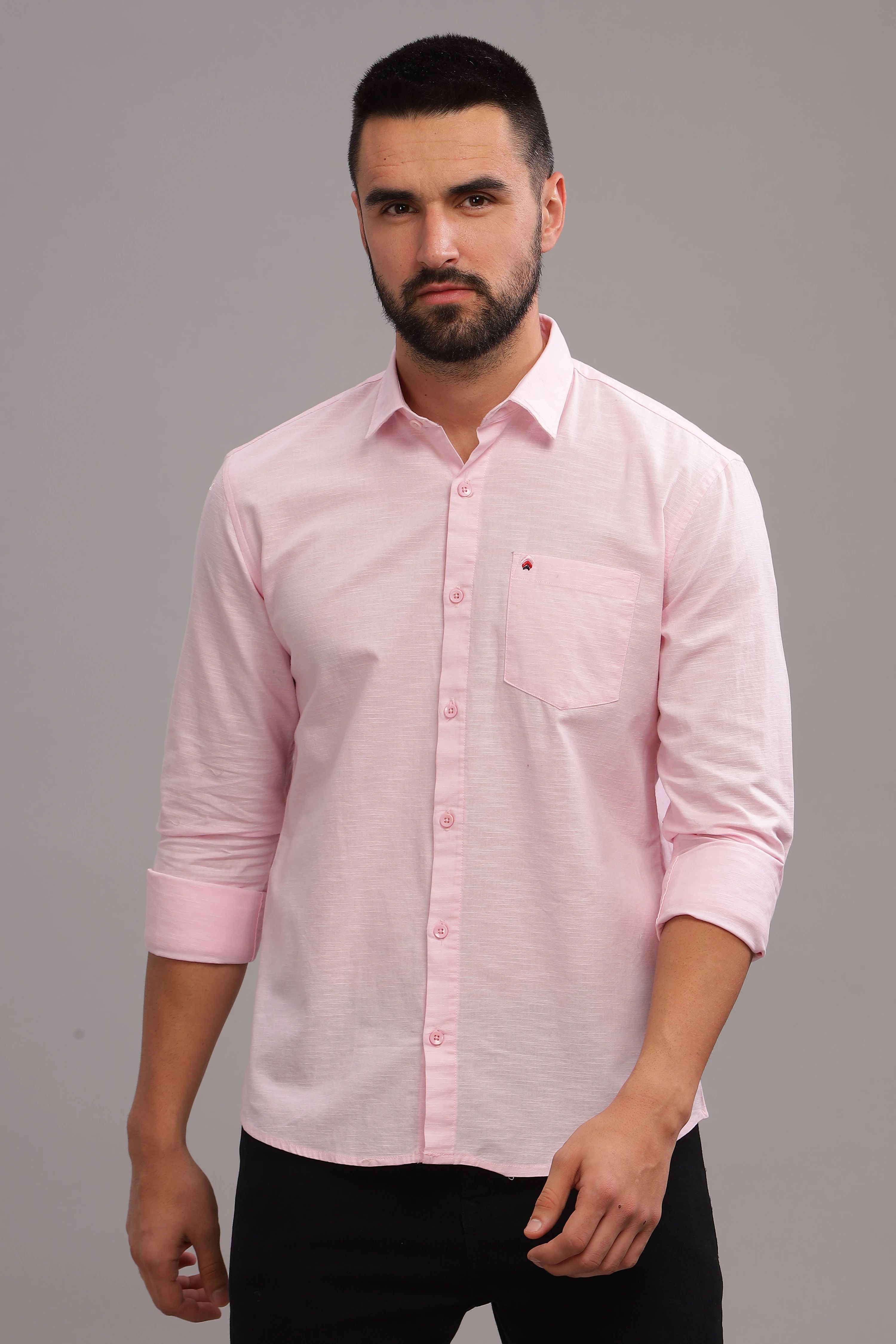 blue squad Men Slim Fit Solid Spread Collar Casual Shirt-picture-15