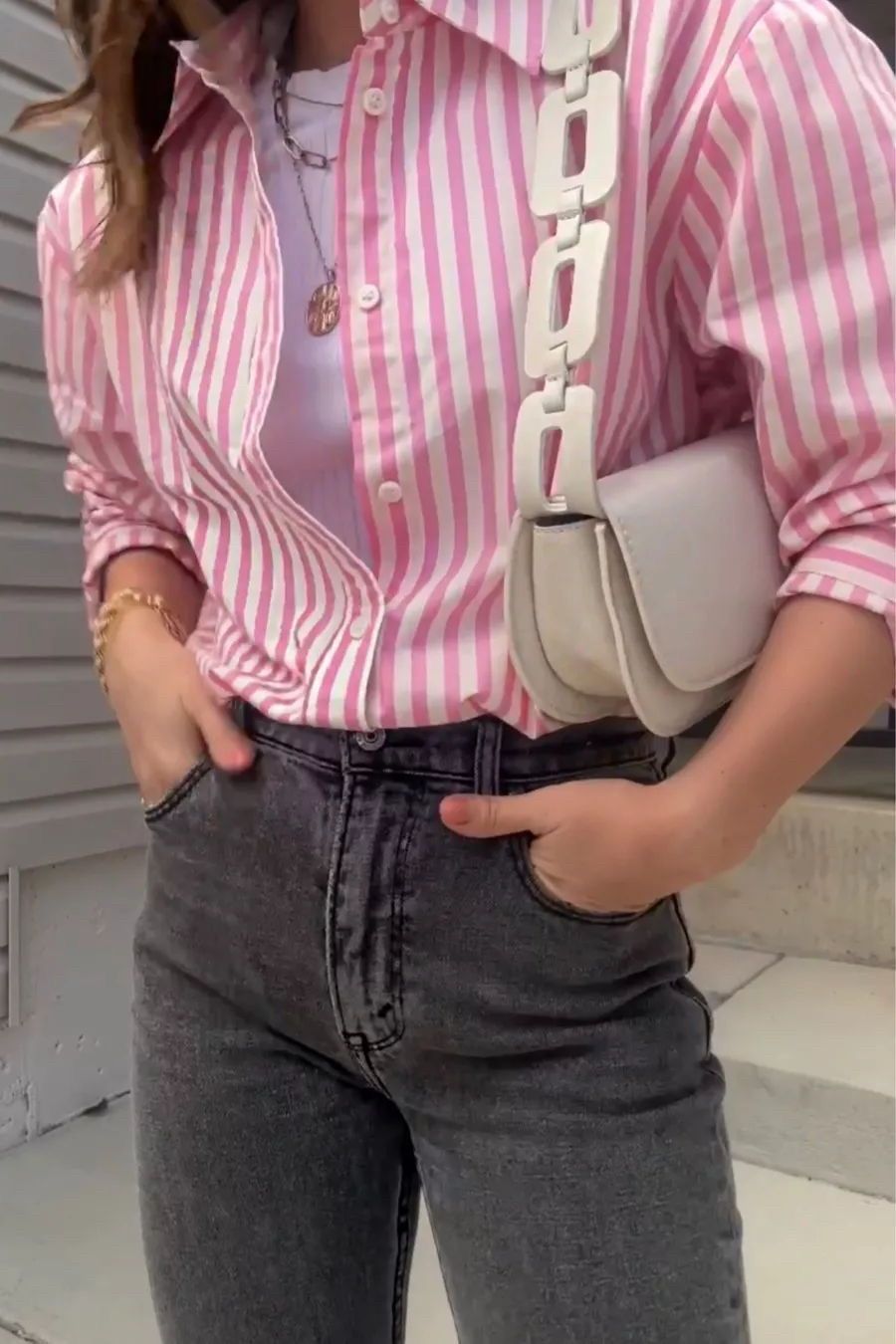 Women Oversized Fit Striped Casual Shirt