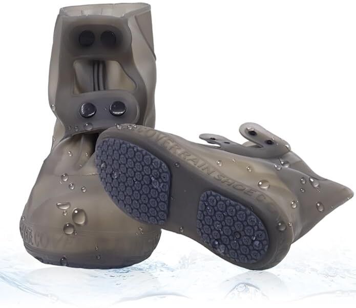 Waterproof Shoe Covers for Kids, Men, Women, Anti-Slip & Reusable Polyester Black Boots Shoe Cover, Flat Shoe Cover, High Ankle Shoe Cover, Toes Shoe Cover-image-39