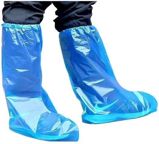 Reusable Plastic Shoe Cover 1 Pair Waterproof Rain Protector for Shoes Men Women Plastic BLUE Boots Shoe Cover, Flat Shoe Cover, High Heeled Shoe Cover, High Ankle Shoe Cover-image-2