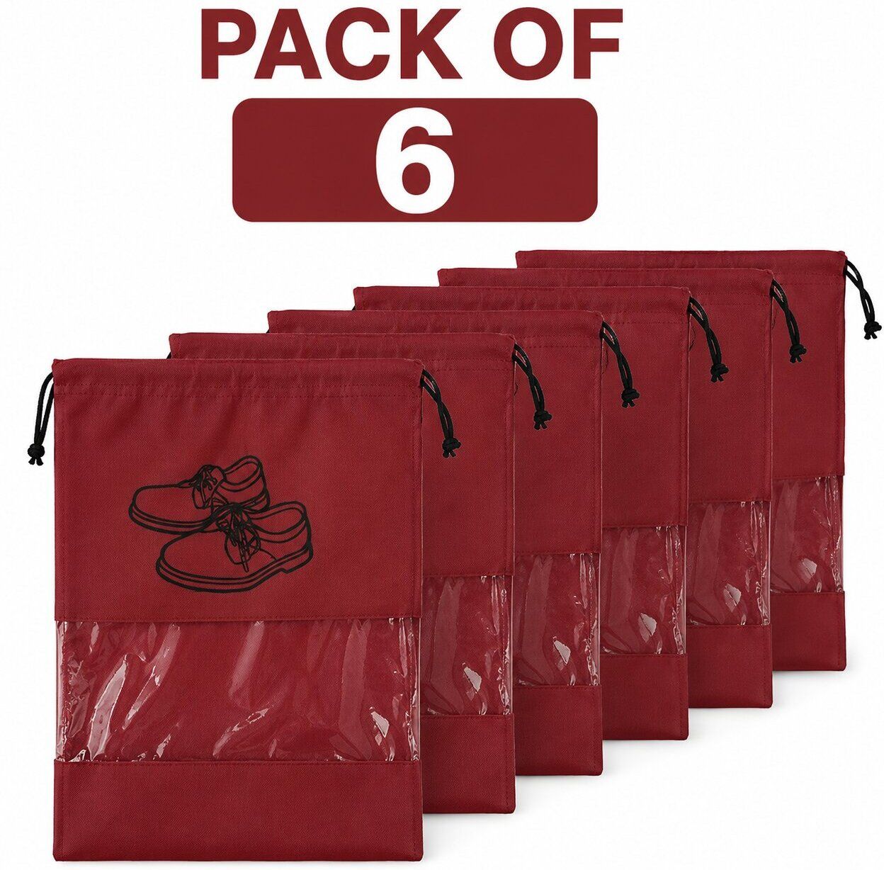 alaxva Multipurpose Footwear Storage Bag pack of 6 Polyresin, PP (Polypropylene) MAROON Boots Shoe Cover, Flat Shoe Cover, High Heeled Shoe Cover, Toes Shoe Cover-picture-39
