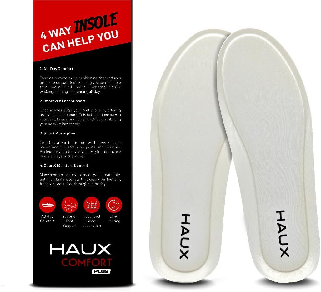 HAUX Comfort+ Memory Foam Insoles for Men (White, UK-9 pack of 2) Form Arch Sports Shoe Insole-picture-20