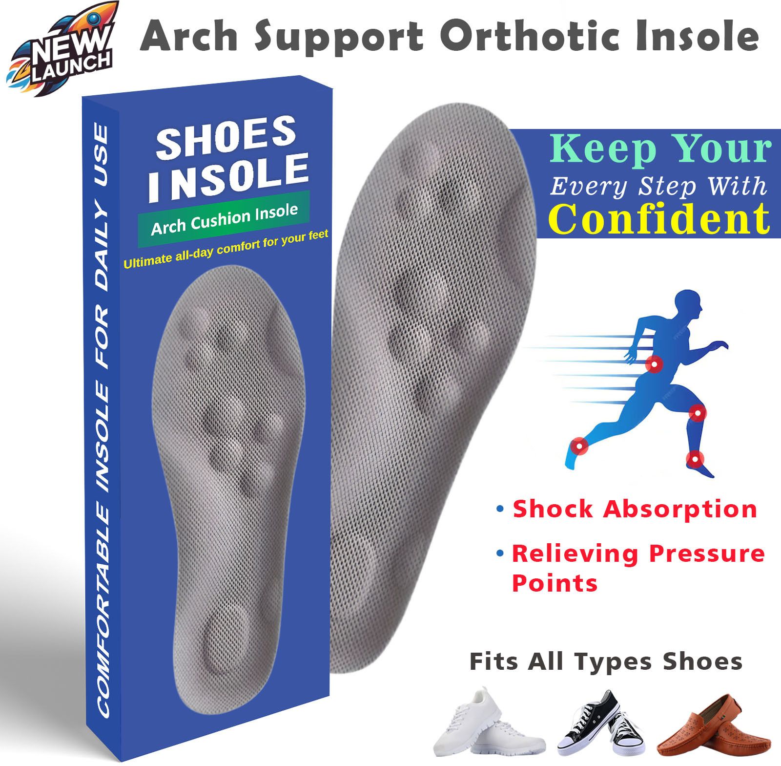 adbee Shoes Pads Soft Bubble Insole Sole Protector PU Foam 5D Cushion For Men & Women Form Full Length Regular, Sports, Orthotic Shoe Insole-picture-11