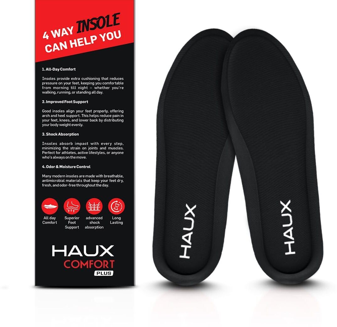 HAUX Comfort+ Memory Foam Insole Black-9 P(1) Form Arch Sports Shoe Insole-image-26
