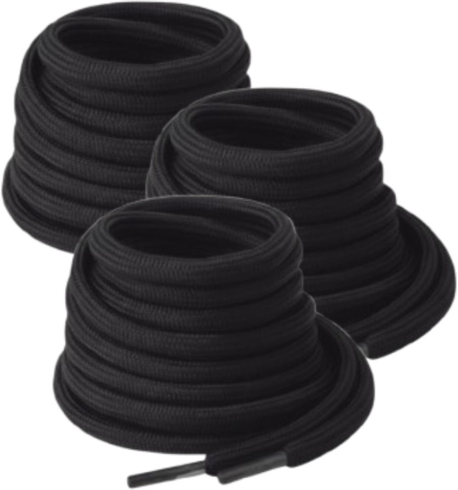 Grace Overseas 3 pair 6pc black round shoe lace 120 cm for casual ,sports,boots shoes Shoe Lace-image-48