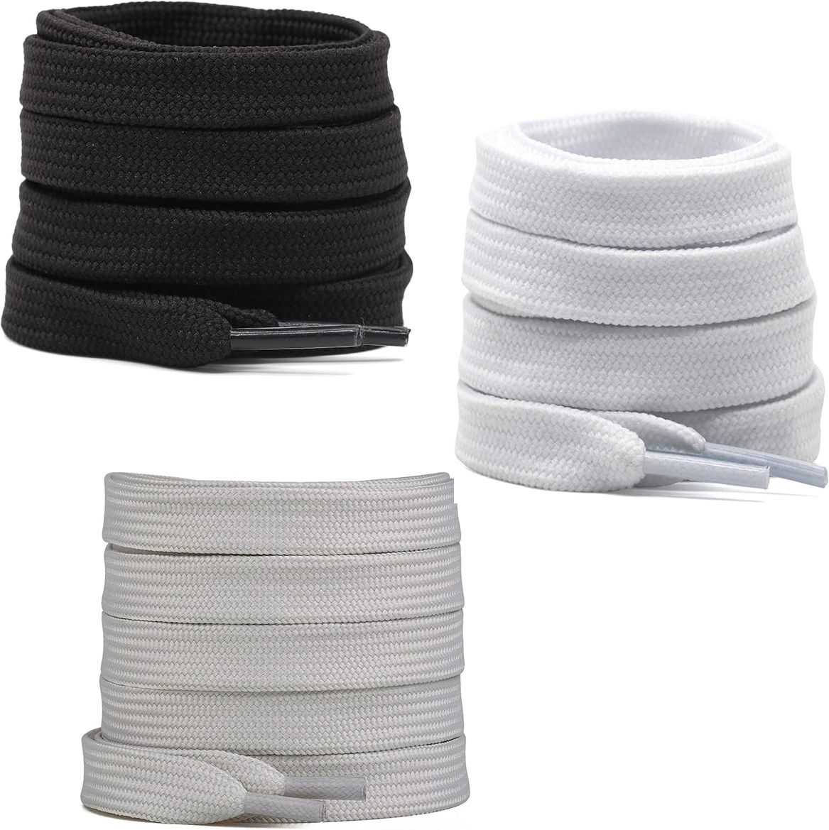 XERUS shoe laces Flat Hollow Black Light Grey White 120cm 3pair sneakers canvas Shoe Lace-image-18