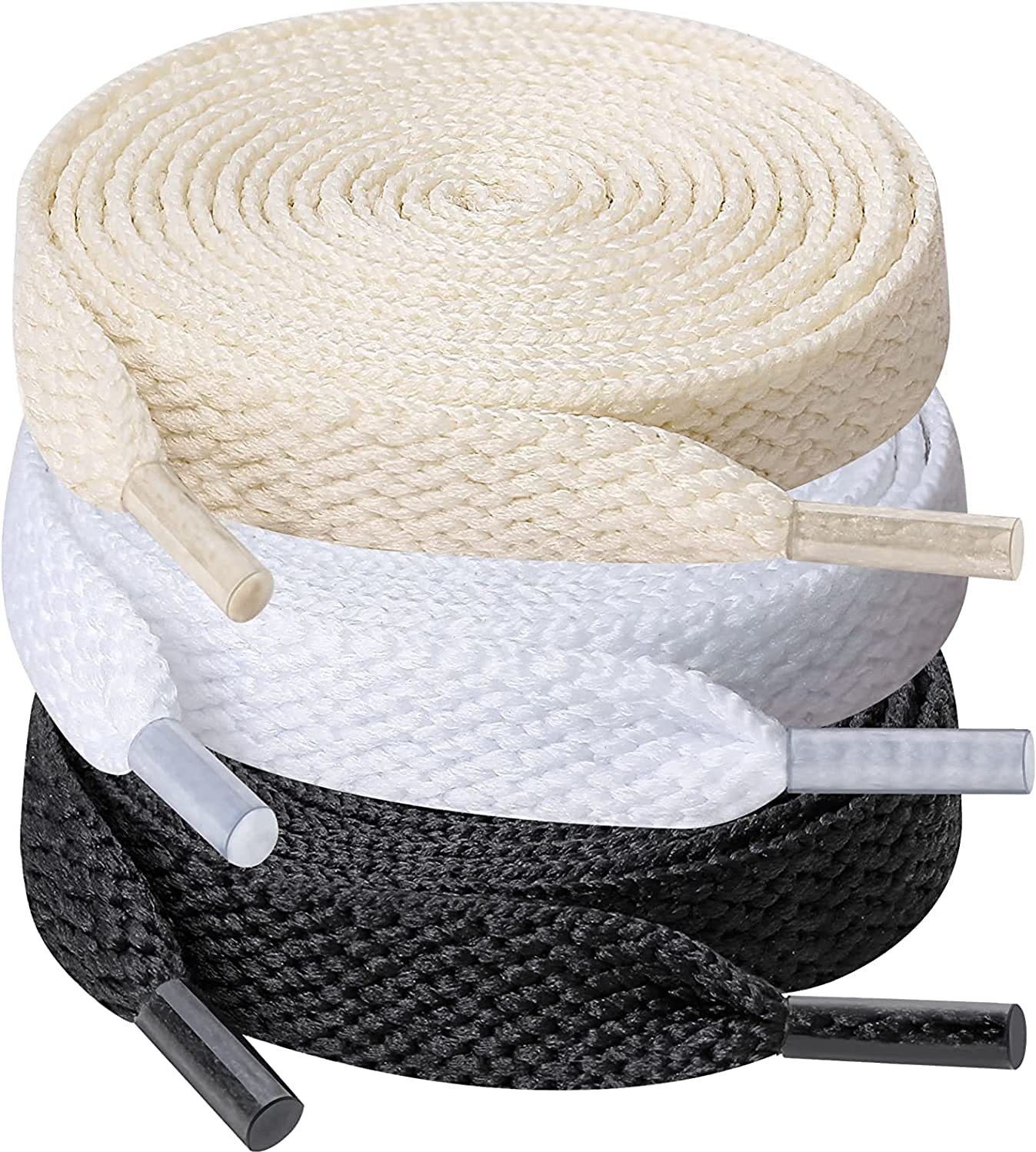 SHOESHINE Flat Shoelace For Athletic and Sneaker Shoes- Black, White & Cream (120cm) Shoe Lace-image-44