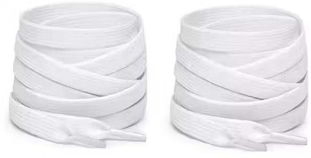 Vinylzone NEW (PACK OF 2 PAIR ) SHOE LACES PURE WHITE FLAT GOOD QULITY LACES Shoe Lace-image-27
