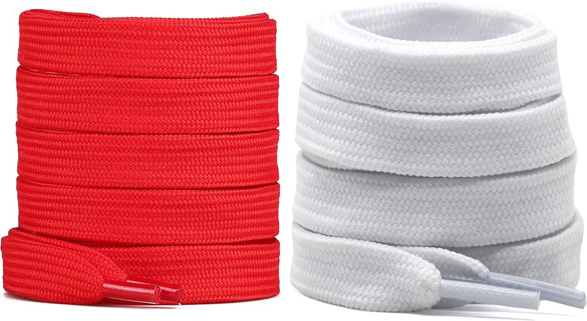 XERUS shoe laces Flat Hollow Red White 120cm 2pair sneakers canwas Shoe laces Shoe Lace-image-31