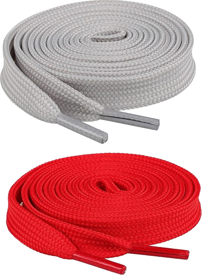 XERUS shoe laces Flat Hollow Light Grey Red 90cm 2pair sneakers canwas Shoe laces Shoe Lace-image-25