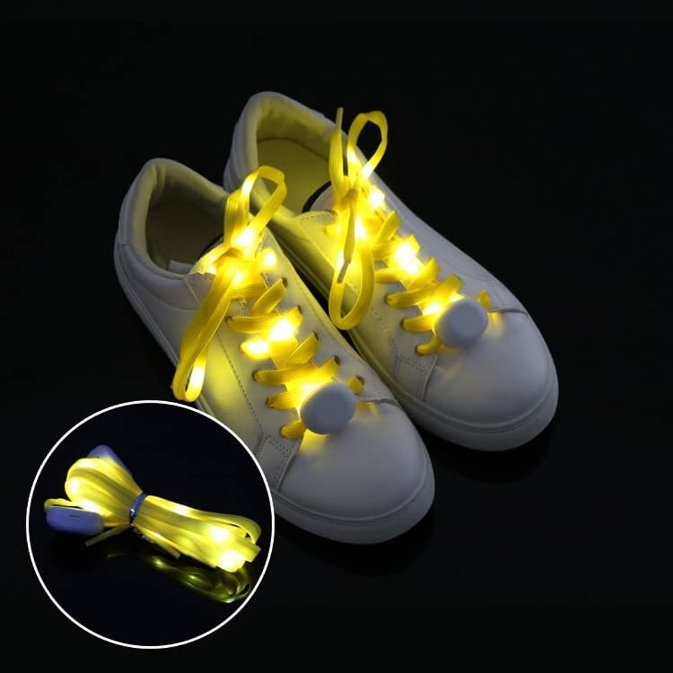 Augen LED Shoelaces Light Up Nylon 3 Modes for Running Party Safety Yellow Shoe Lace-image-0