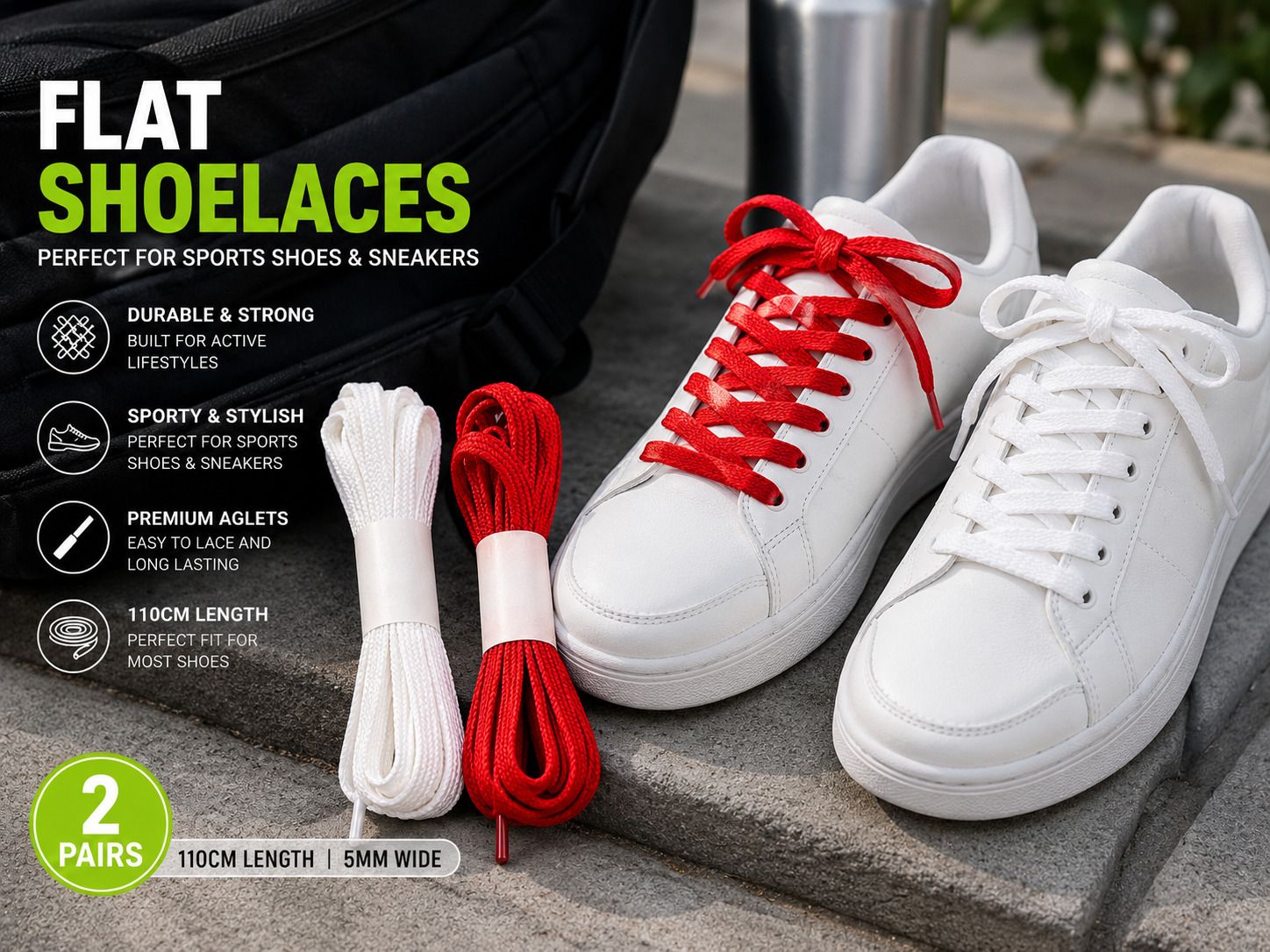 Demoda Flat Ivory and Red Shoe laces for Sports Shoes/Sneakers Shoe Lace-image-45