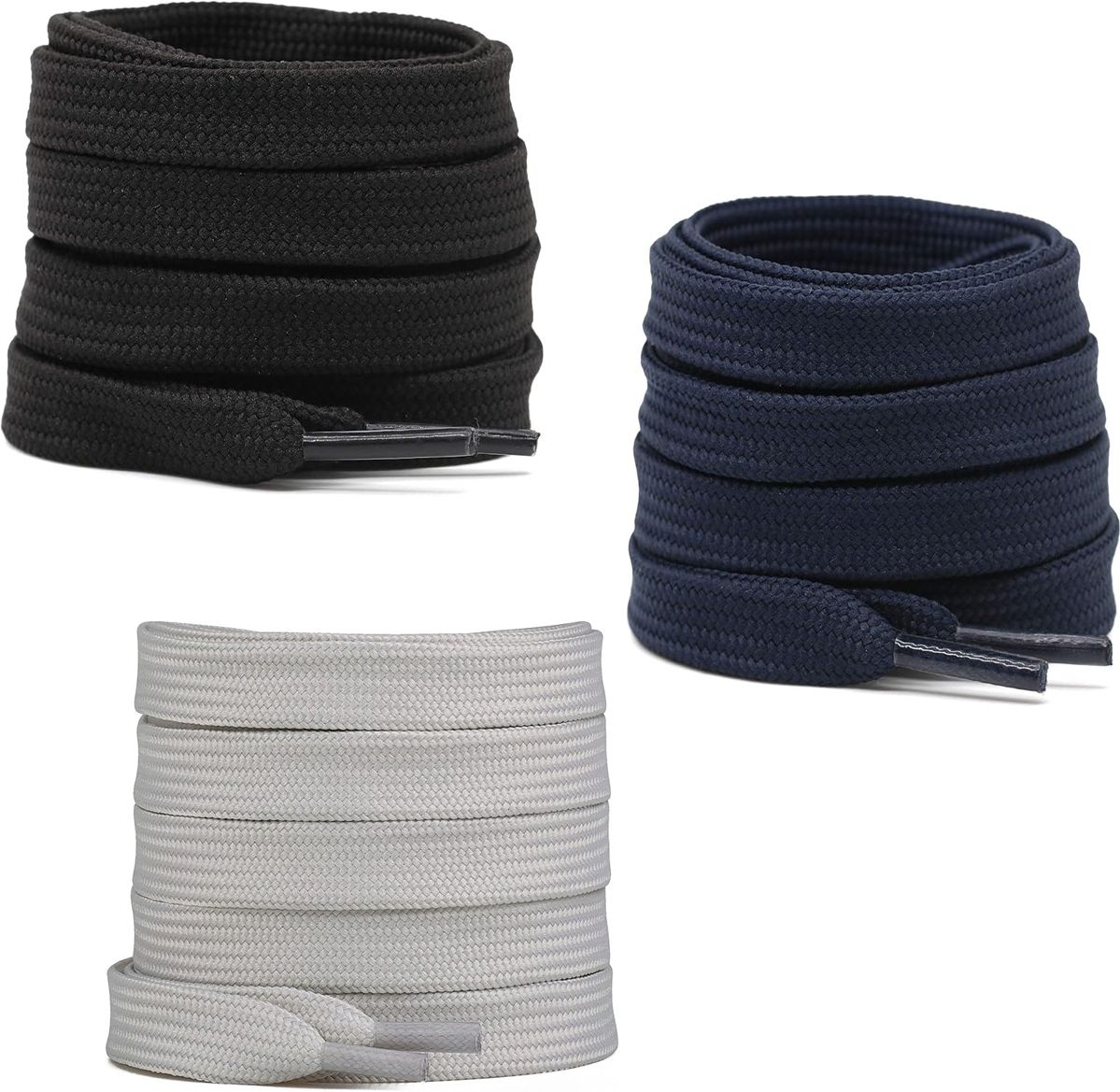 XERUS shoe laces Flat Hollow Black Light Grey Navy Blue 120cm 3pair sneakers canvas Shoe Lace-picture-37