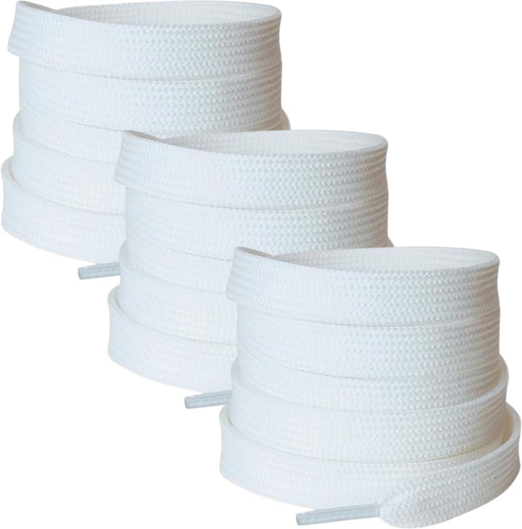 laceexp Premium 3 Pairs of Flat Shoe Laces 120 CM Shoelaces for Everyday Sneaker White Shoe Lace-image-10