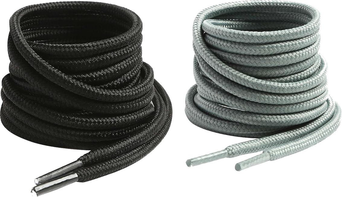 DaiNo Shoe Lace Round Black Light Grey for canvas sneakers boot sport Shoe Lace-image-2