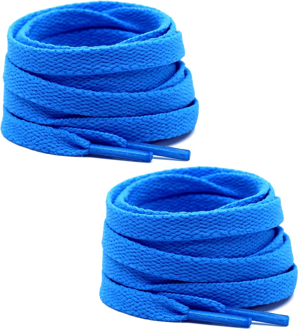 bilAnca Flat 48 Inches Long Wide Sky Blue Color Athletic Sneakers Boot Strings (2 Pairs) Shoe Lace