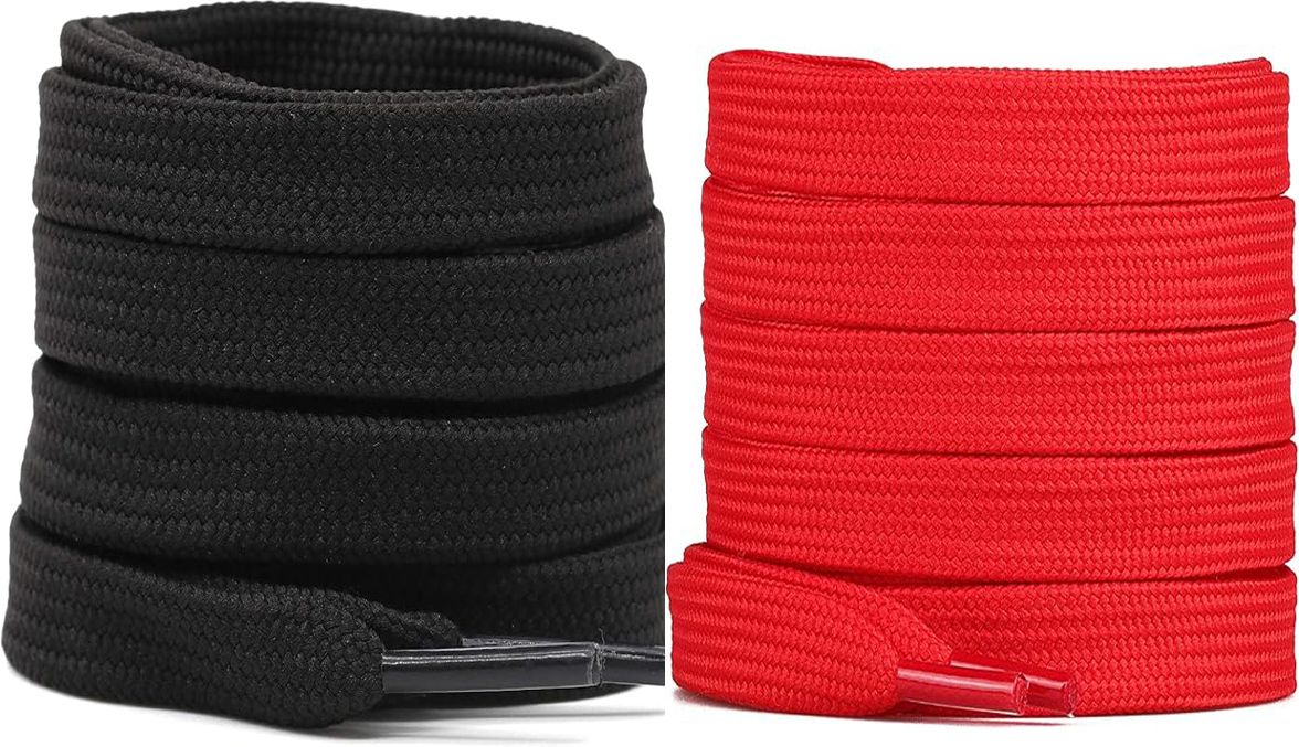 XERUS shoe laces Flat Hollow Black Red 120cm 2pair sneakers canwas Shoe laces Shoe Lace-image-32
