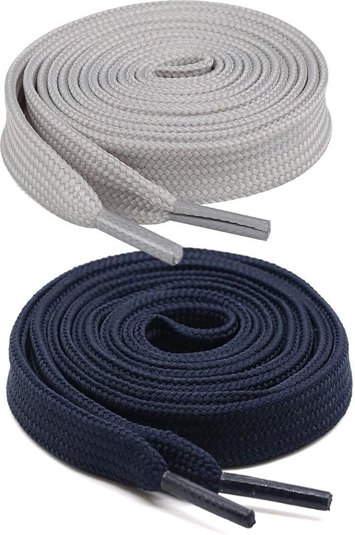 laceexp Light Grey Navy Flat 90cm Shoe Lace-image-3