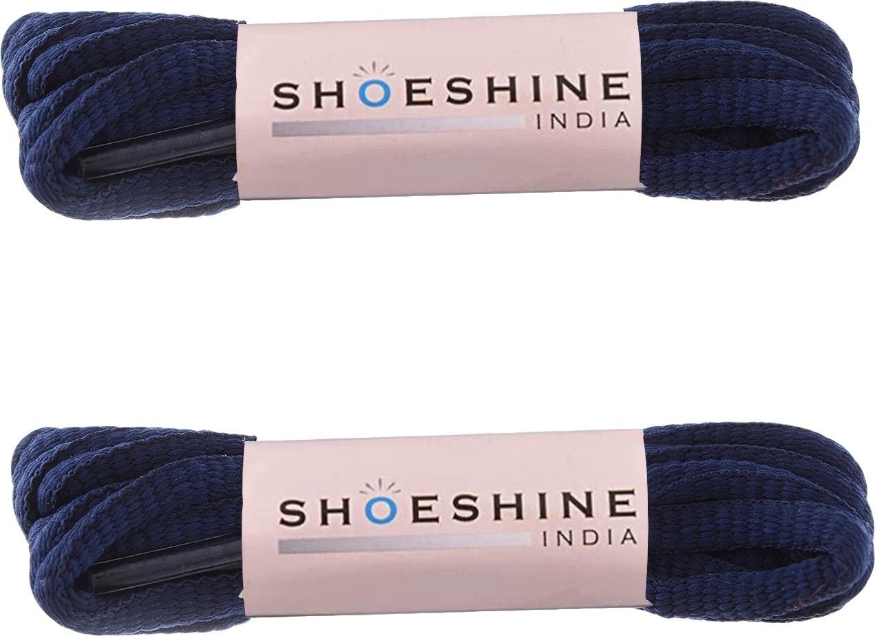 SHOESHINE Oval round sports shoelace pack of 2 pairs (120) Shoe Lace Navy Blue Shoe Lace-image-10
