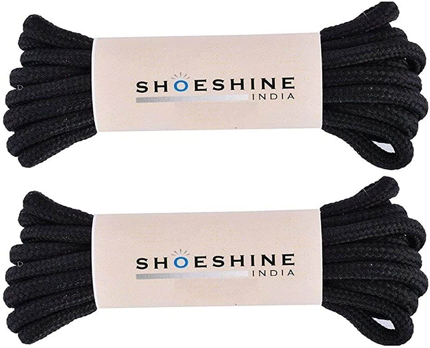 SHOESHINE 2 Pair Round Boot Lace Casual, Hiking Shoelace (150cm) 4mm Thick BLACK Shoe Lace-image-13