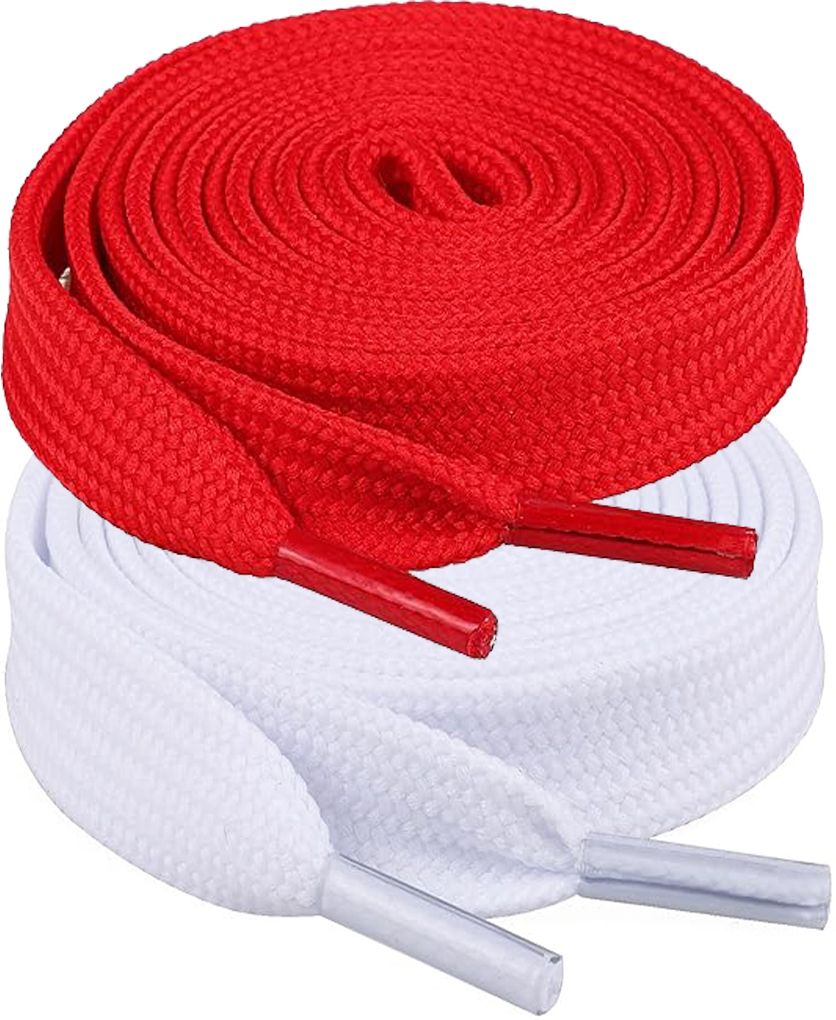 XERUS Shoe Laces Flat White Red 150cm 2pair shoe lace for Sneakers Canvas shoes Shoe Lace-image-8
