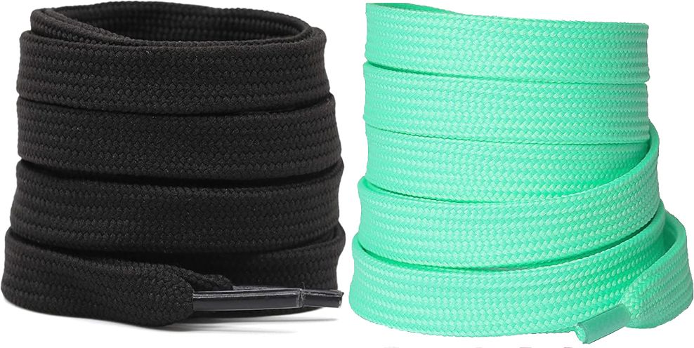 DaiNo Shoe Lace Flat Black, Mint Green for Round canvas sneakers boot sport Shoe Lace-image-24