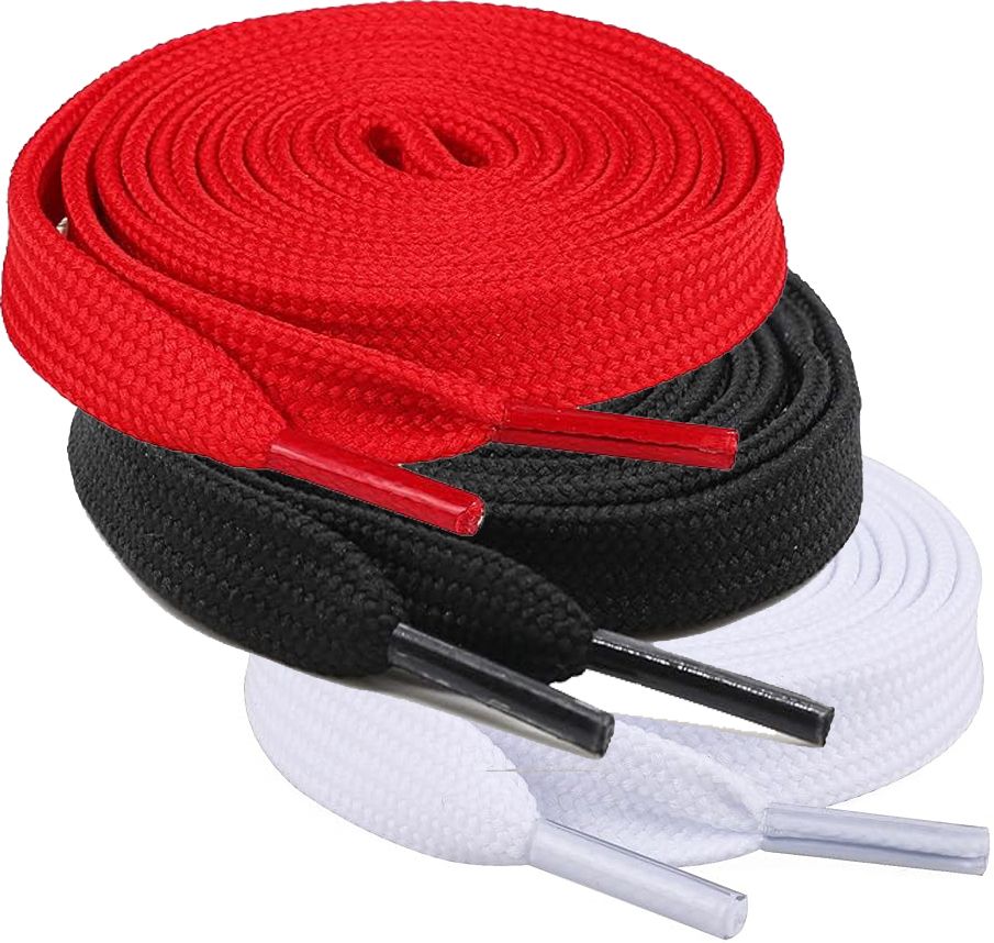 XERUS shoe laces Flat Hollow Black Red White 90cm 3pair sneakers canvas Shoe Lace-image-44