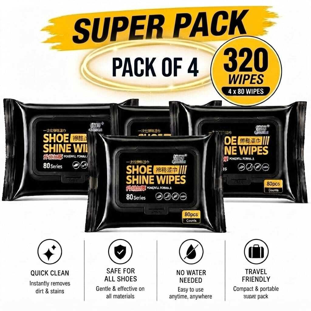 GlossUp Sneaker & Shoe Cleaner Wipes Shoe Cleaner Premium Shoe Wipes (Pack of 4)) Canvas, Leather, Nubuck, Patent Leather, Sports, Suede, Synthetic Leather, Velour Shoe Cleaner-image-35