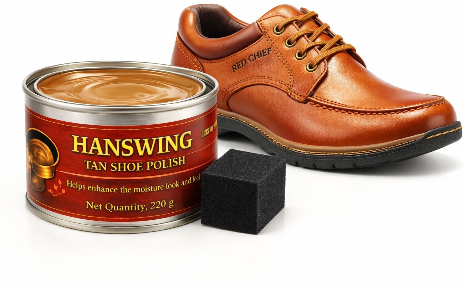 HANSWING Leather Shoe Polish Tan colour jumbo pack 220gram for Chief Leather Patent Leather, Synthetic Leather, Leather Shoe Wax Polish-image-19