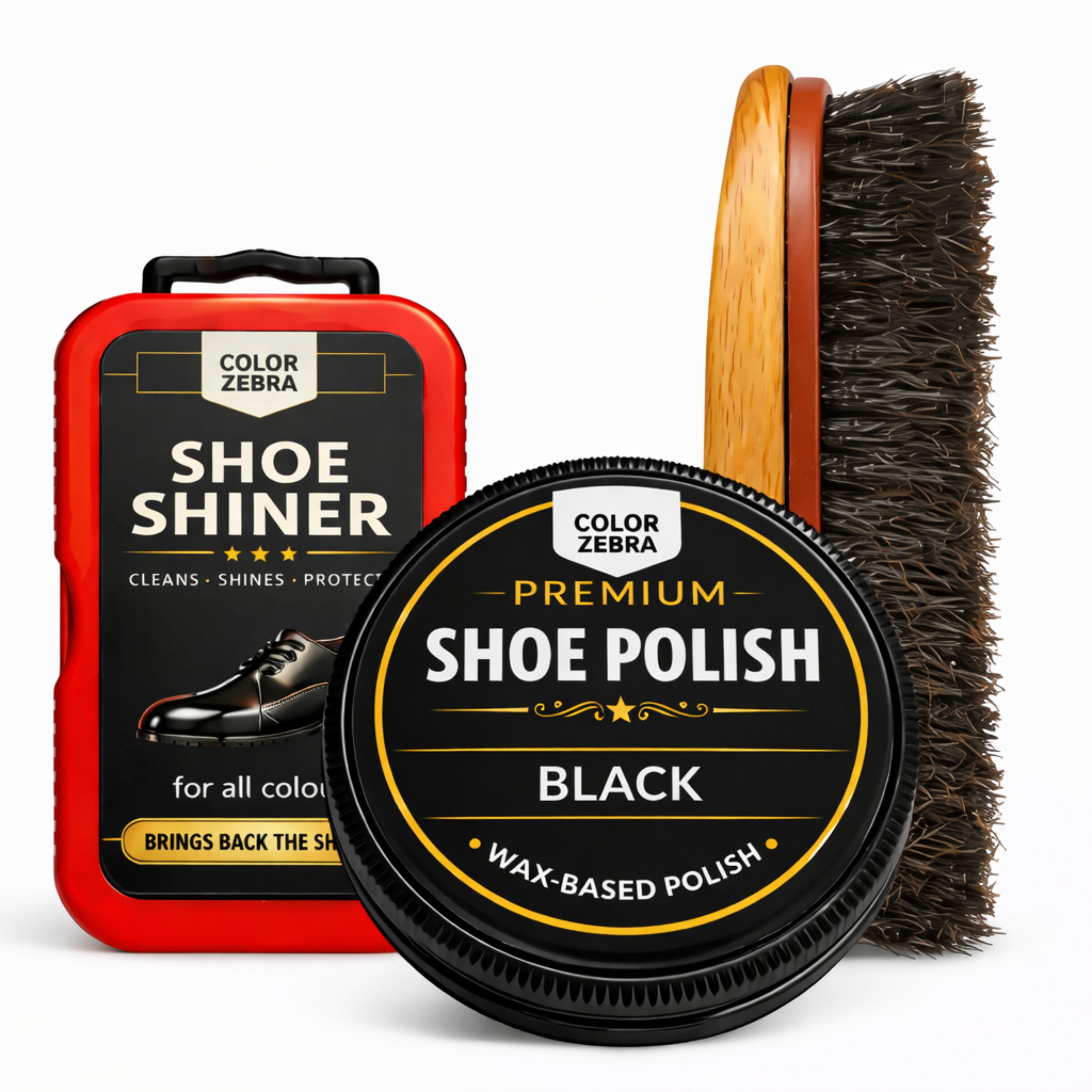 Color Zebra Leather Shoe Polish Kit | Wax Polish (40g) with Shoe Brush & Instant Shoe Shiner Leather Shoe Wax Polish-image-36